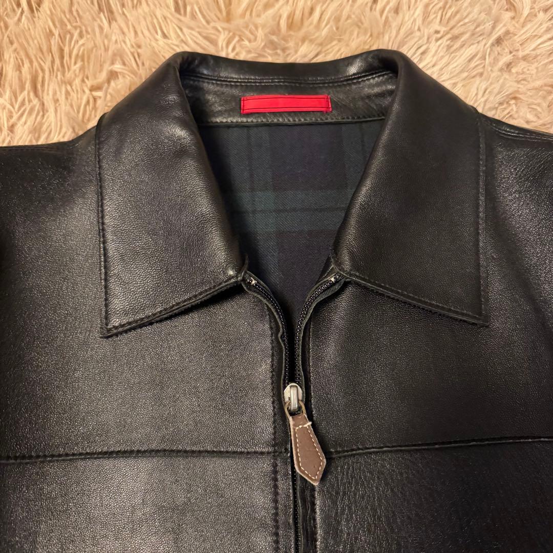 23区HOMME　レザージャケット　ブラック　本革　羊革　ライダース　丈長め
