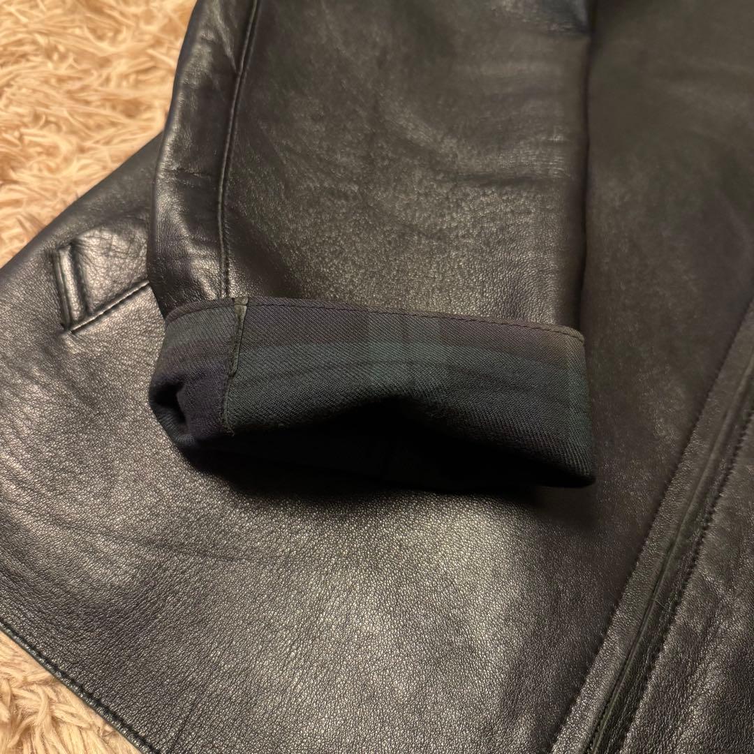 23区HOMME　レザージャケット　ブラック　本革　羊革　ライダース　丈長め