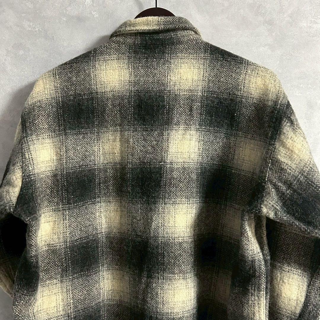 70s Melton USA製 CPO ネルシャツ オンブレ シャドー チェック