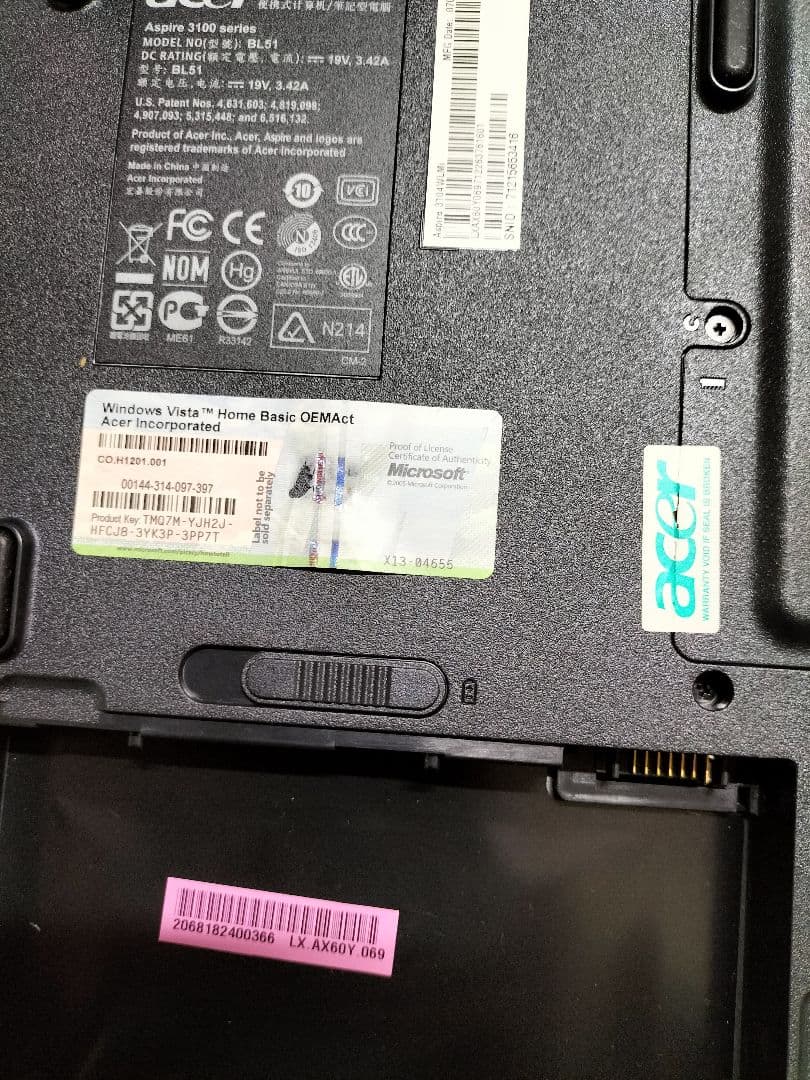 Acer ノートブック PC AS3104WLMi　Windows Vista