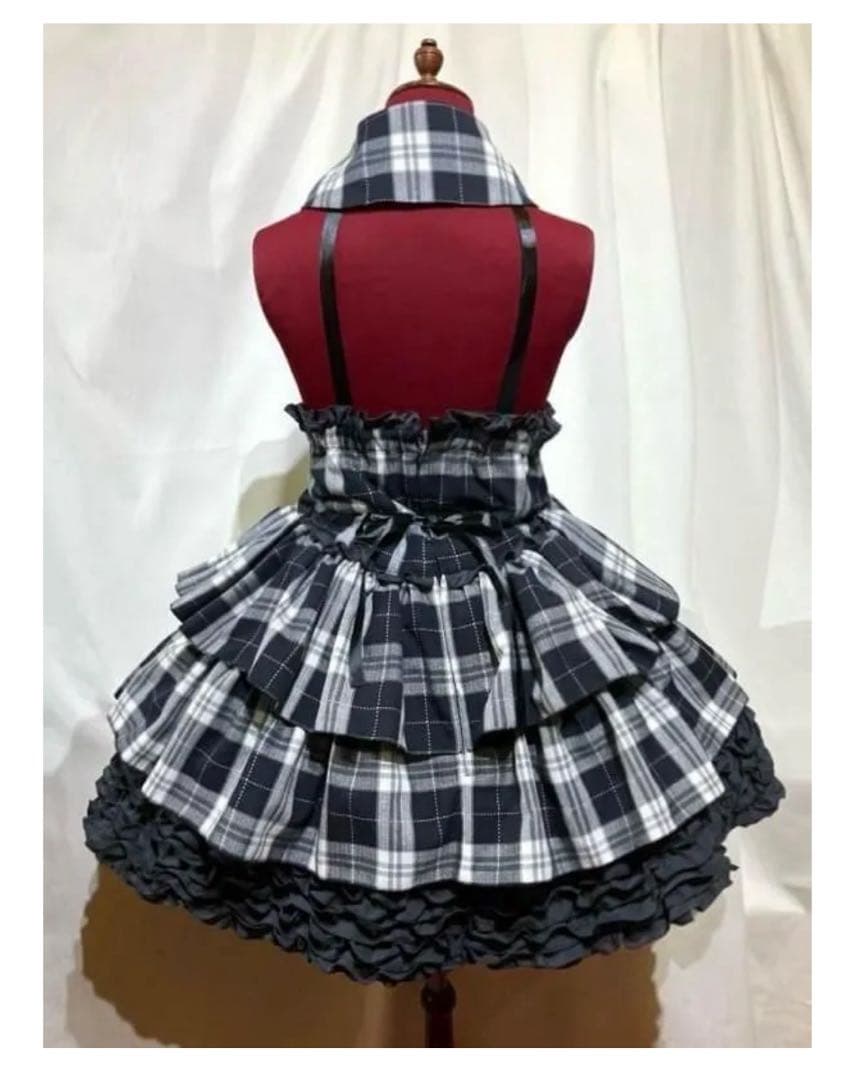 MARBLE コルセット型ワンピース 白黒グレーチェック