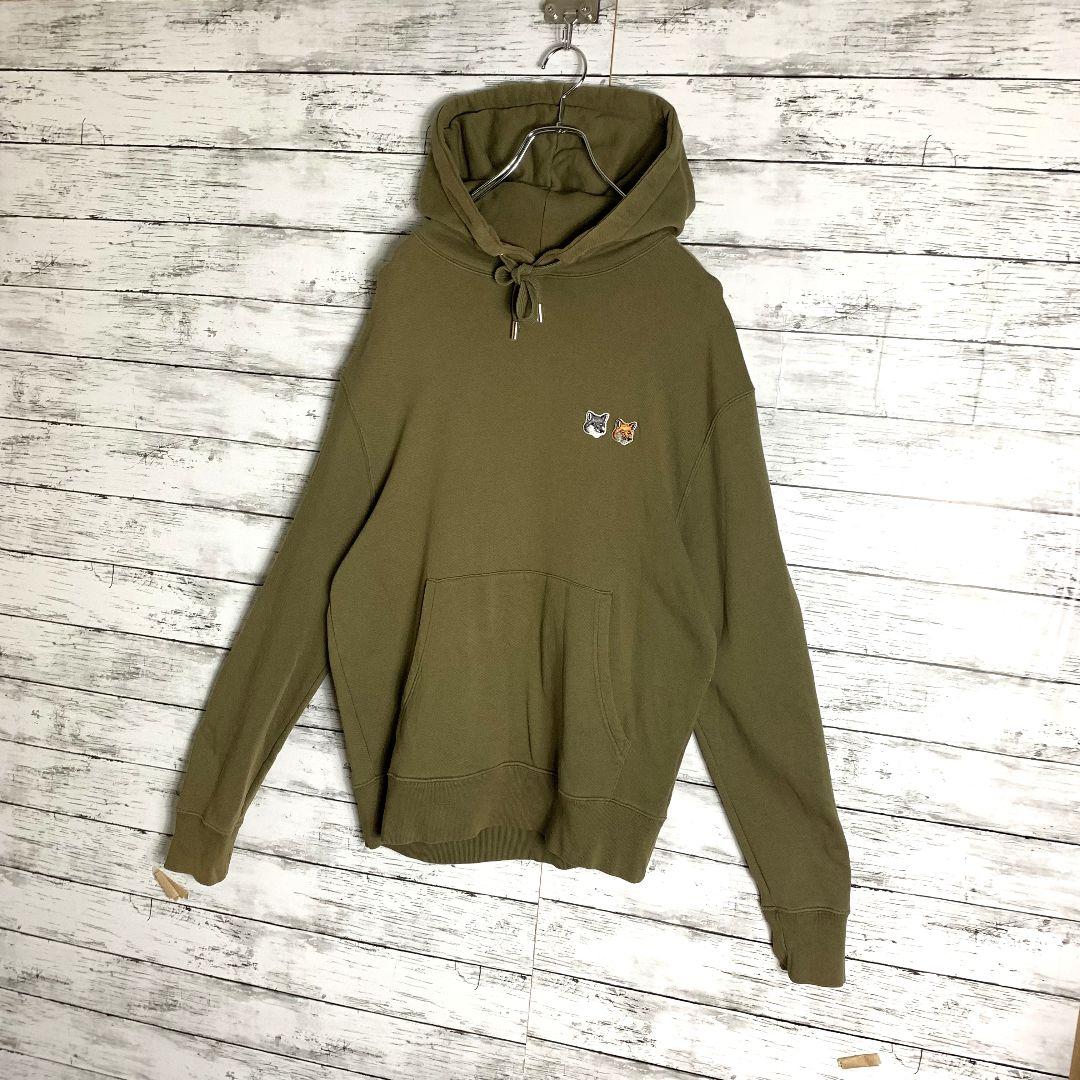 874【激人気】メゾンキツネ☆ワッペンロゴ入りパーカー　2匹フォックス