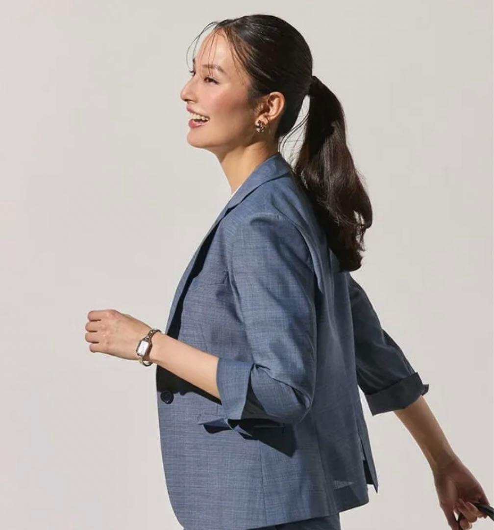 新品　ORIHICA エアーテックスパンセットアップ クロップドパンツ 織柄