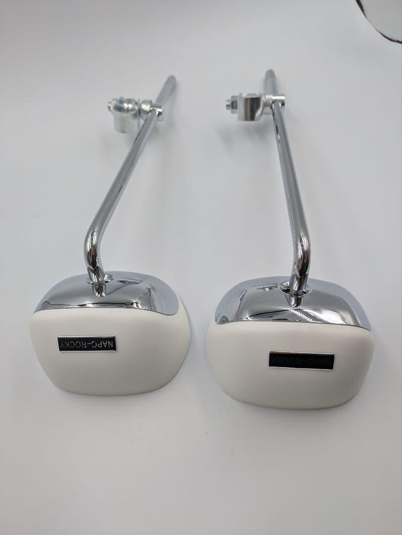 ナポロッキータイプミラーホワイト/メッキ 新品ステッカー付き送料込み