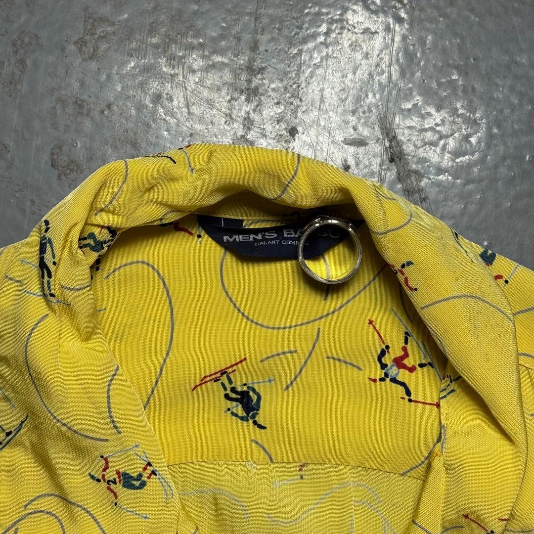 70s 総柄レーヨンシャツ 開襟 フラップ ロカビリー ヒッピー ヴィンテージ