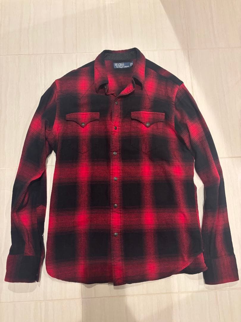 Polo Ralph Lauren 90s オンブレ フランネルシャツM 赤