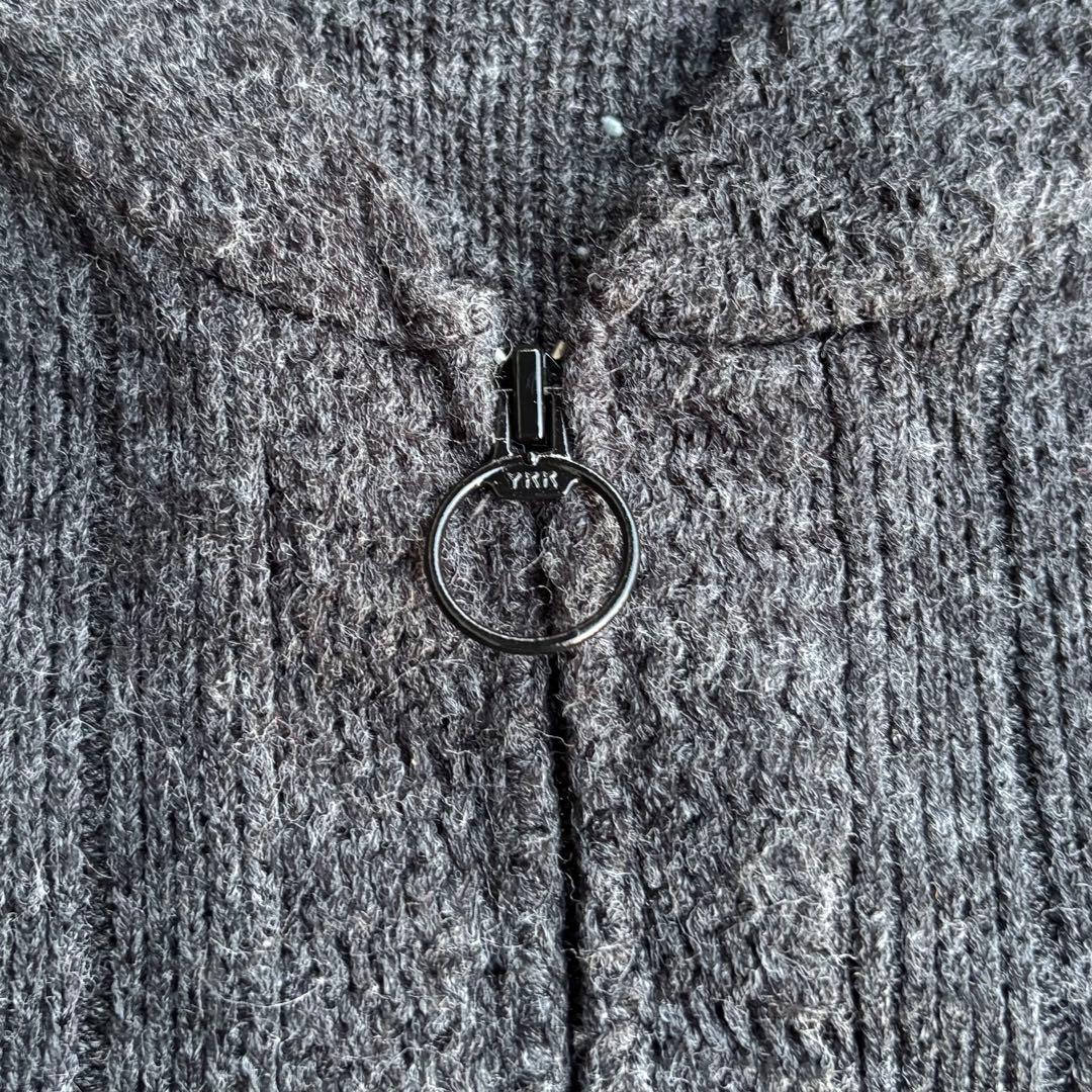 希少 00s ヴィンテージ古着 ジップアップ ニットブルゾン L グレー