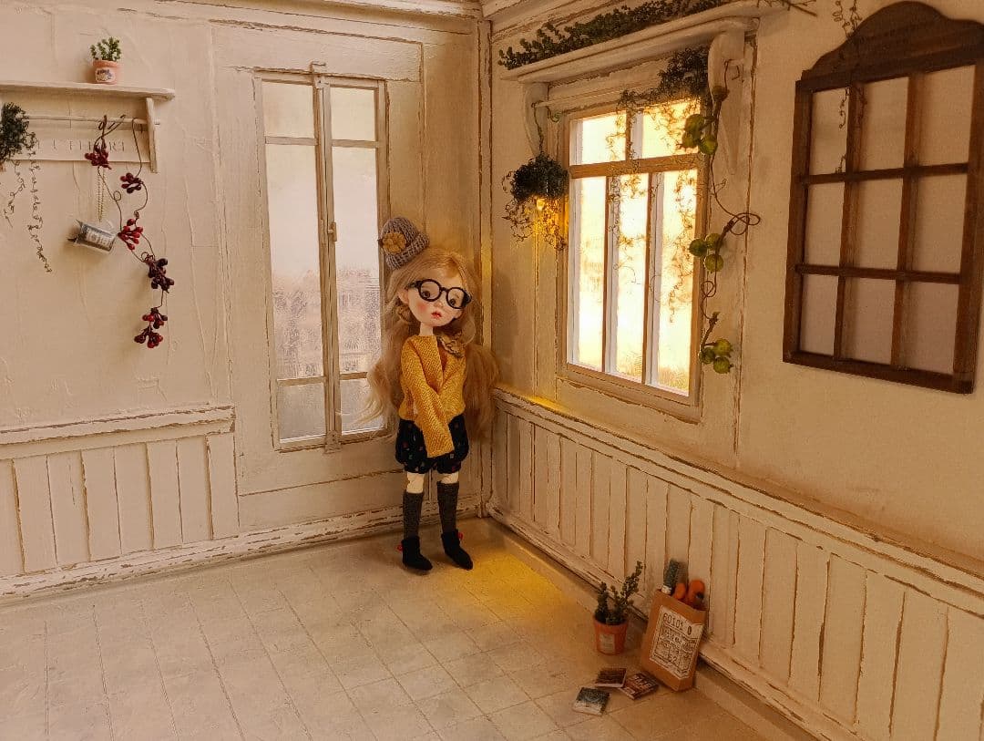 NO.100　木製 ドールハウス　背景ボード