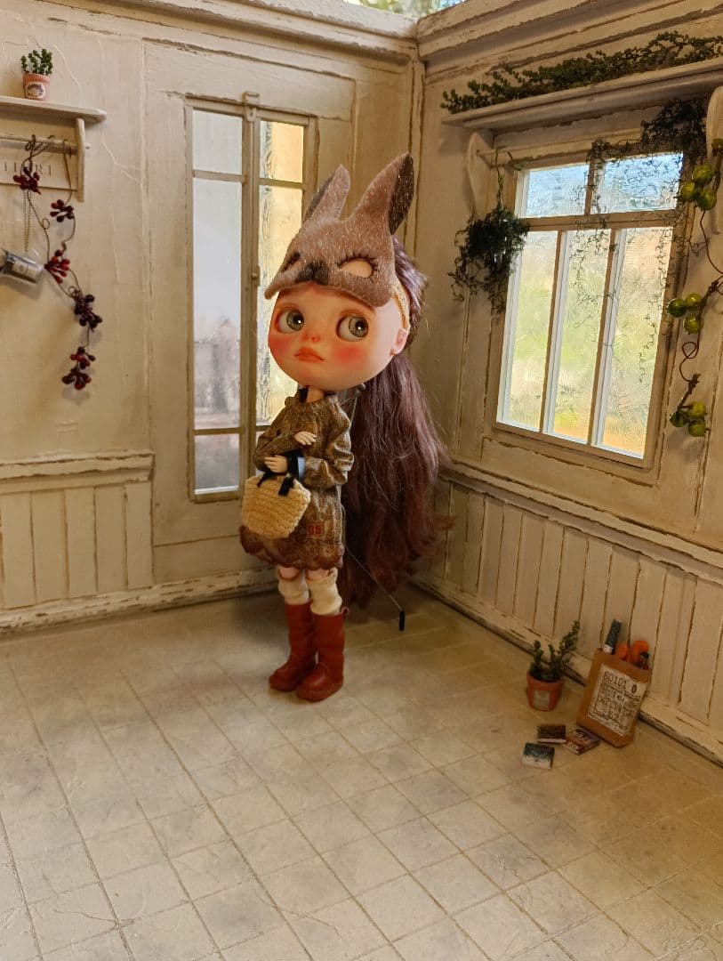 NO.100　木製 ドールハウス　背景ボード