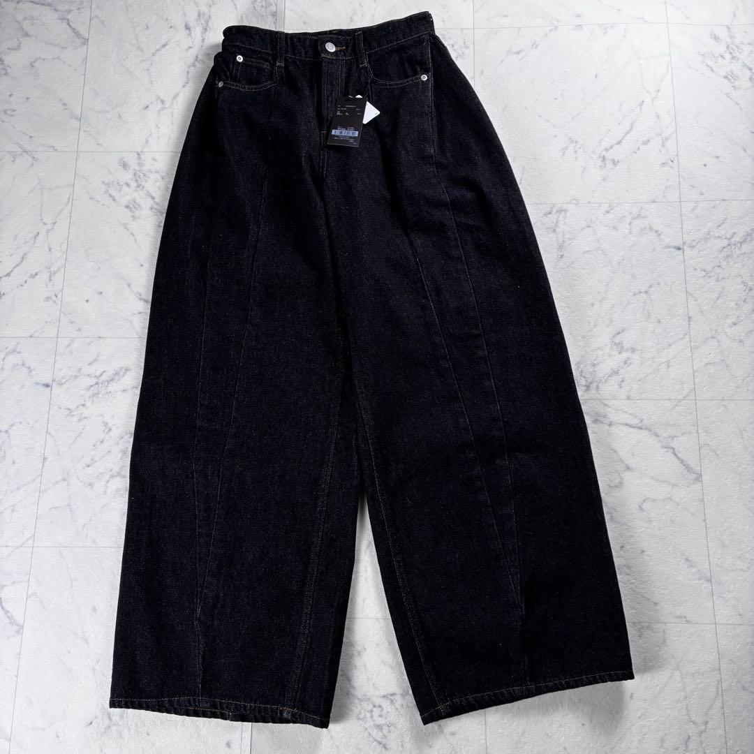 完売品 未使用 タグ付き サイドタックカジュアルワイドデニム ブラック サイズ1