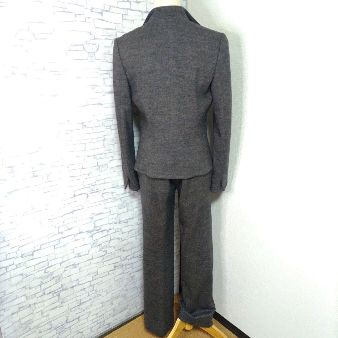 自由区 パンツスーツ チャコールグレー ウール 40