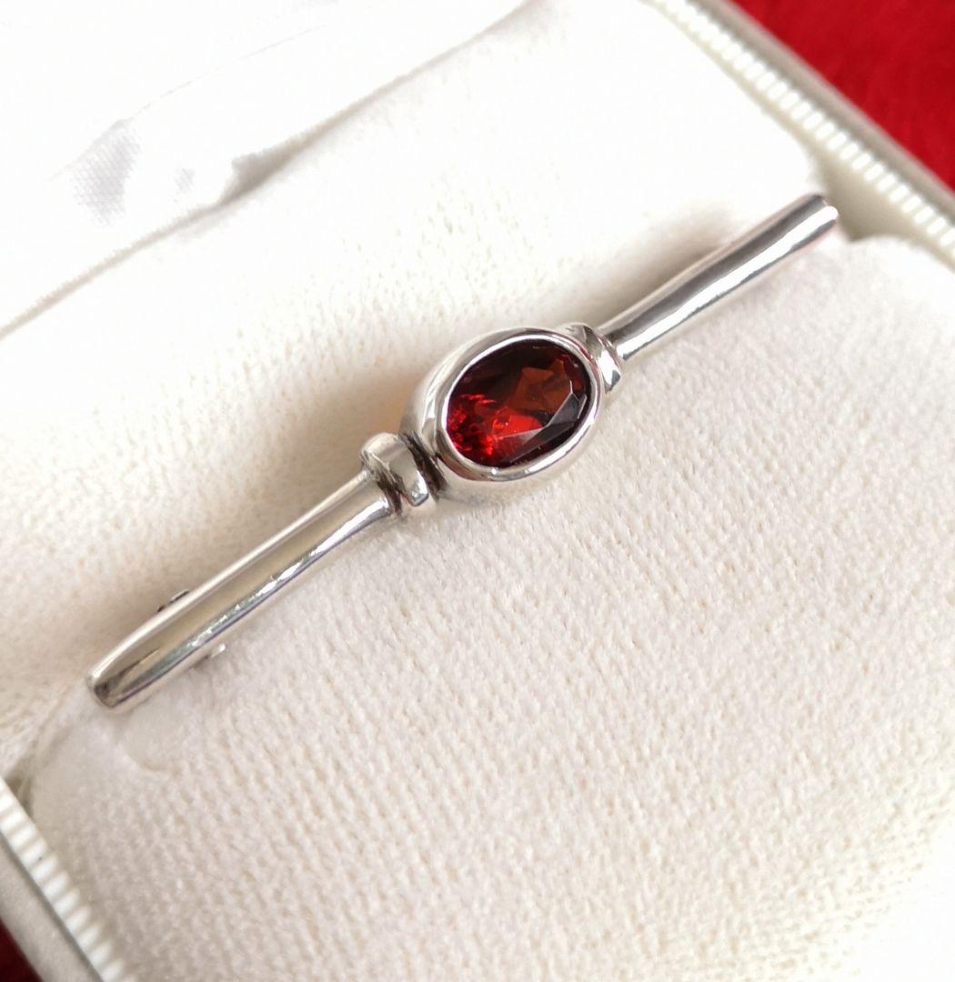 ヴィンテージ シルバー製 ブローチ 宝石 ガーネット アールデコフォルム 697