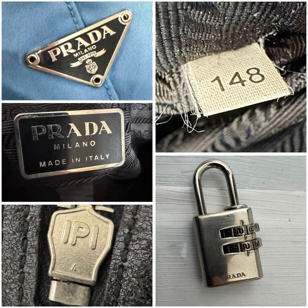 【正規品】プラダ PRADA ボストンバッグ 三角ロゴ ナイロン 青系 男女兼用