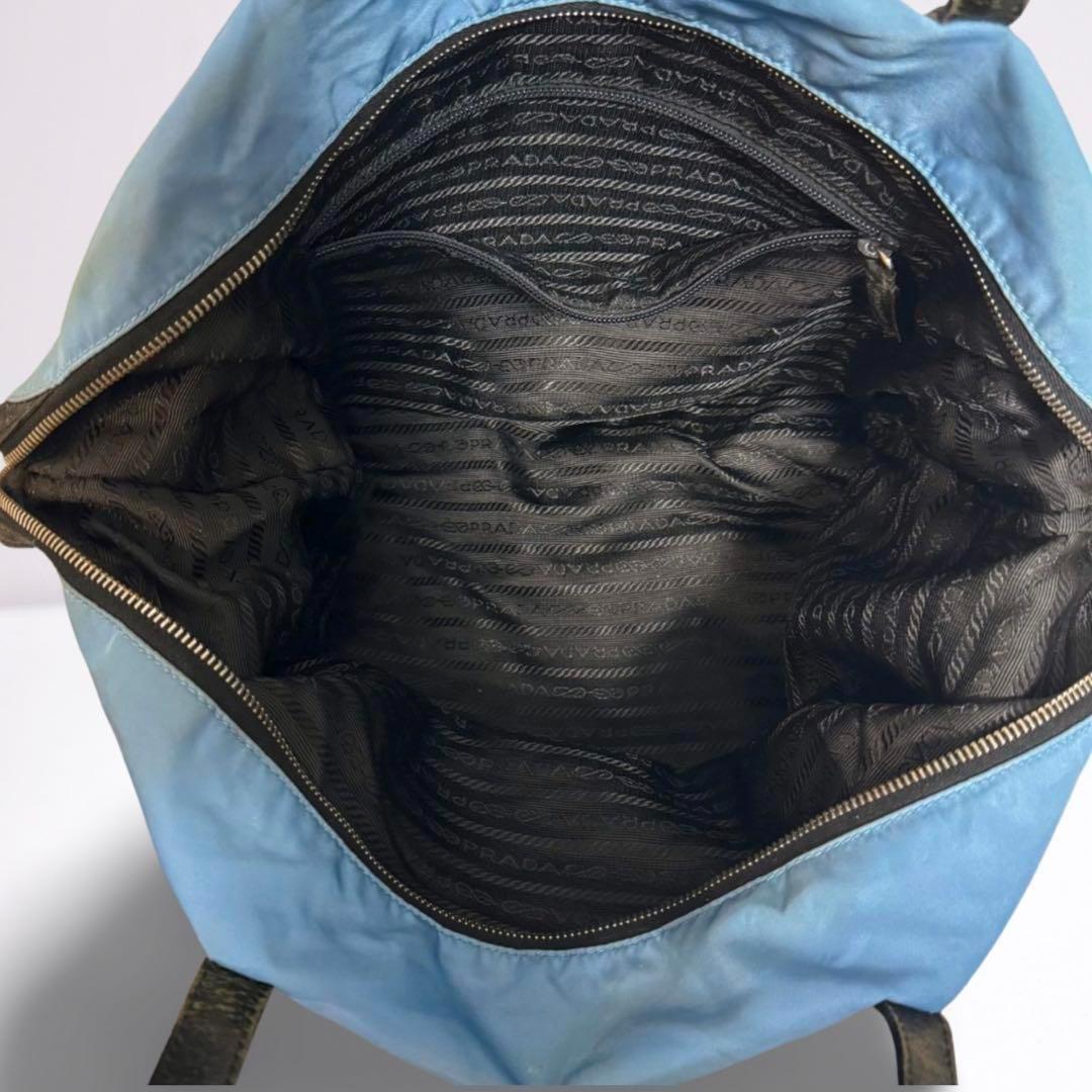 【正規品】プラダ PRADA ボストンバッグ 三角ロゴ ナイロン 青系 男女兼用
