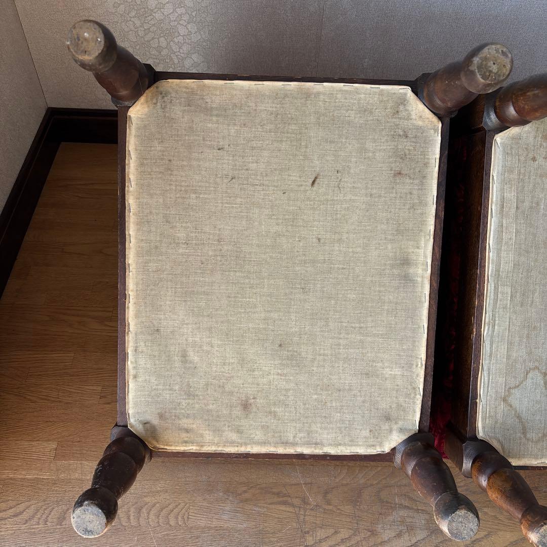 昭和レトロ　アンティーク調チェア ベルベット 赤 椅子　2脚セット