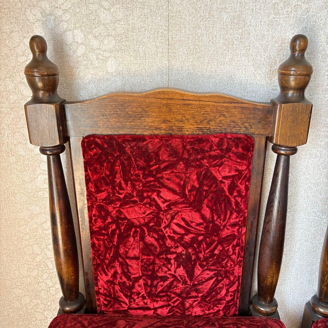 昭和レトロ　アンティーク調チェア ベルベット 赤 椅子　2脚セット