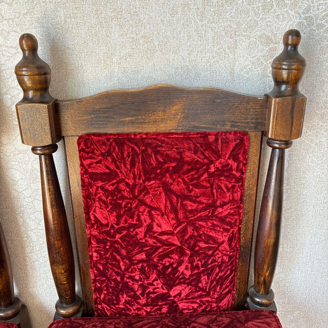昭和レトロ　アンティーク調チェア ベルベット 赤 椅子　2脚セット