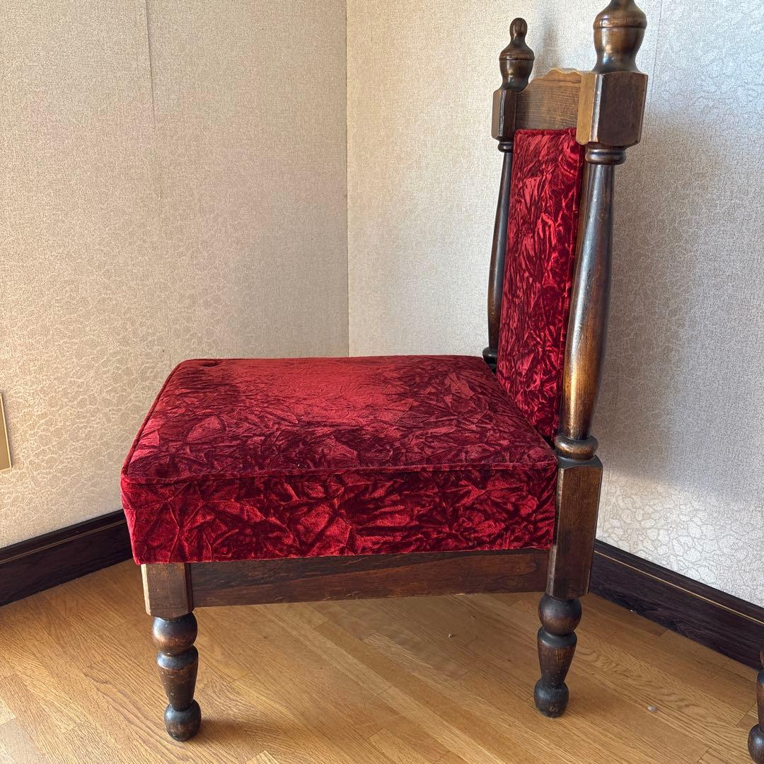 昭和レトロ　アンティーク調チェア ベルベット 赤 椅子　2脚セット