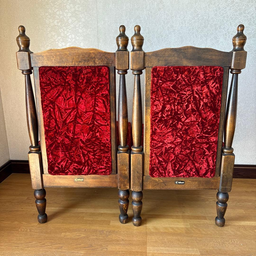 昭和レトロ　アンティーク調チェア ベルベット 赤 椅子　2脚セット