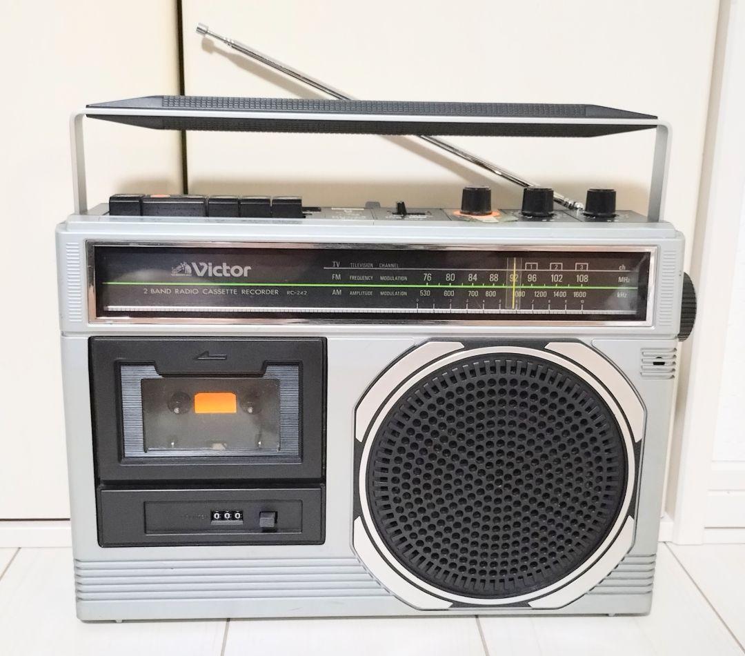希少レトロ Victor カセットレコーダー付 ラジオ RC-242