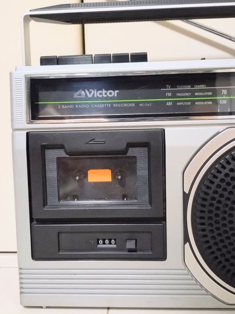 希少レトロ Victor カセットレコーダー付 ラジオ RC-242