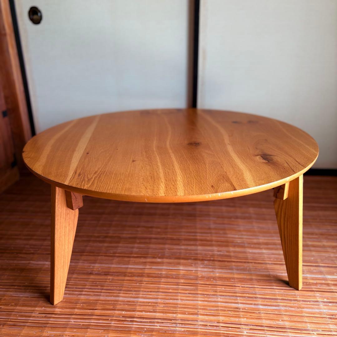 【北欧風】折りたたみ 丸型ローテーブル 天然木 和モダン ナチュラル 国産