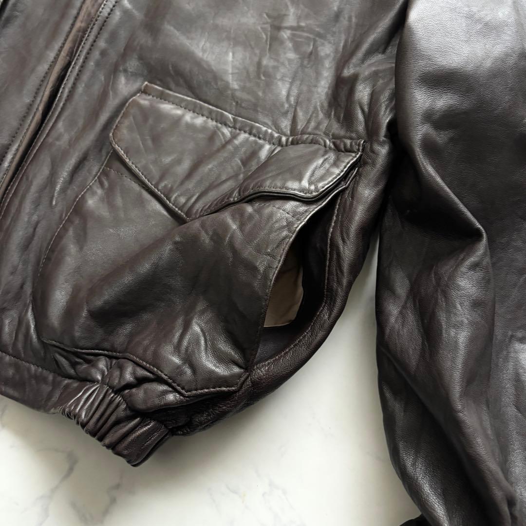 ノーティカ レザージャケット 羊革 短丈 ボックス型 ブラウン XL 相当