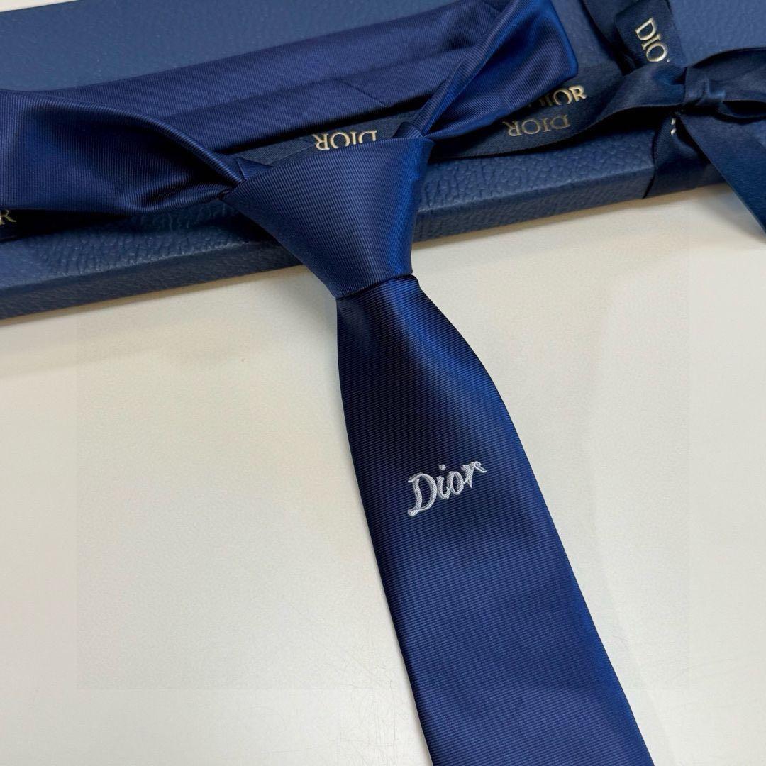 DIOR ネクタイ ネイビー ロゴ刺繍 メンズ ビジネス フォーマル