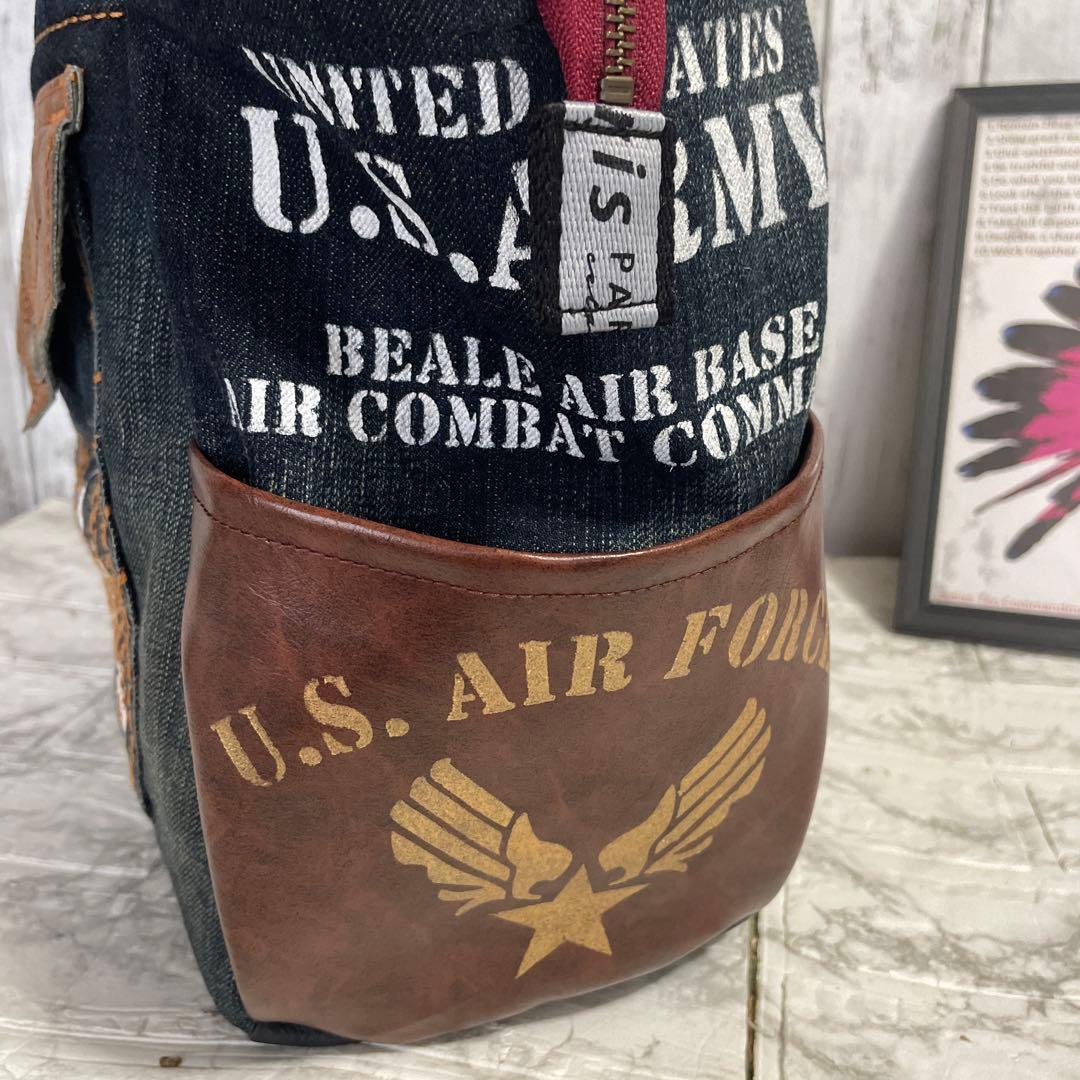 No.536 デニムリメイクバッグ　肩掛けトートバッグ　キャットインディアン