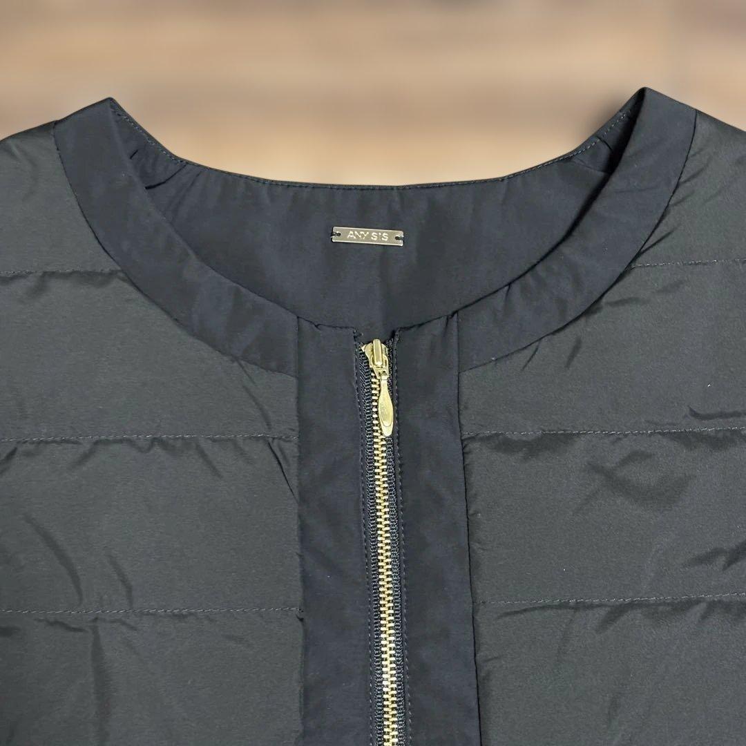anySiSノーカラーダウン ジャケット　S ブラック