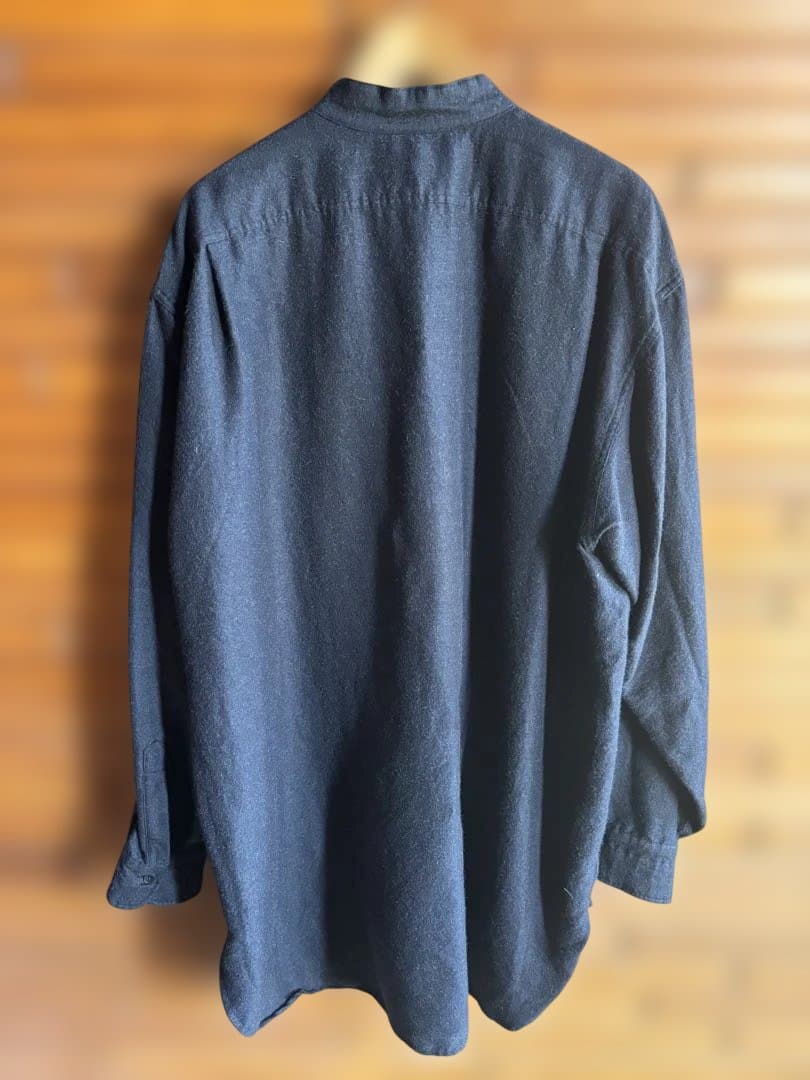 土日限定SALE！COMOLI ウールシルクシャツ　ダークネイビーL