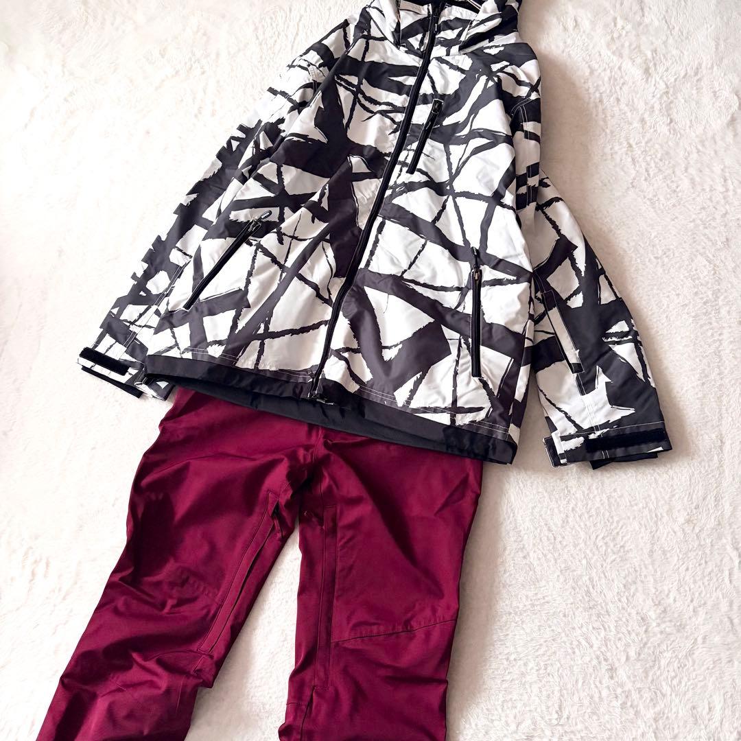 6157 【美品】 スプーン スノボウェア 上下セット ジャケット パンツ 総柄