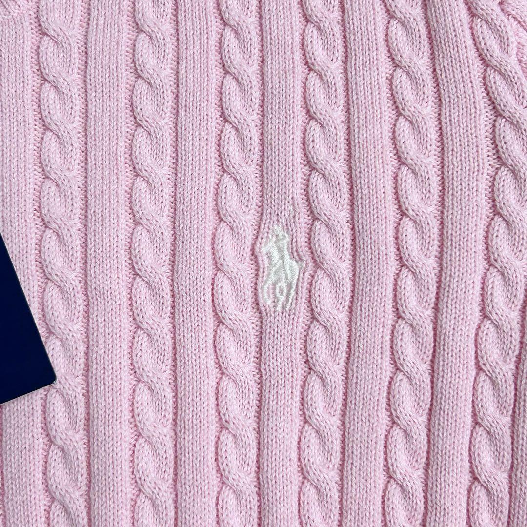 新品　ポロ ラルフローレン ケーブルニットカーディガン ピンク 160 XL
