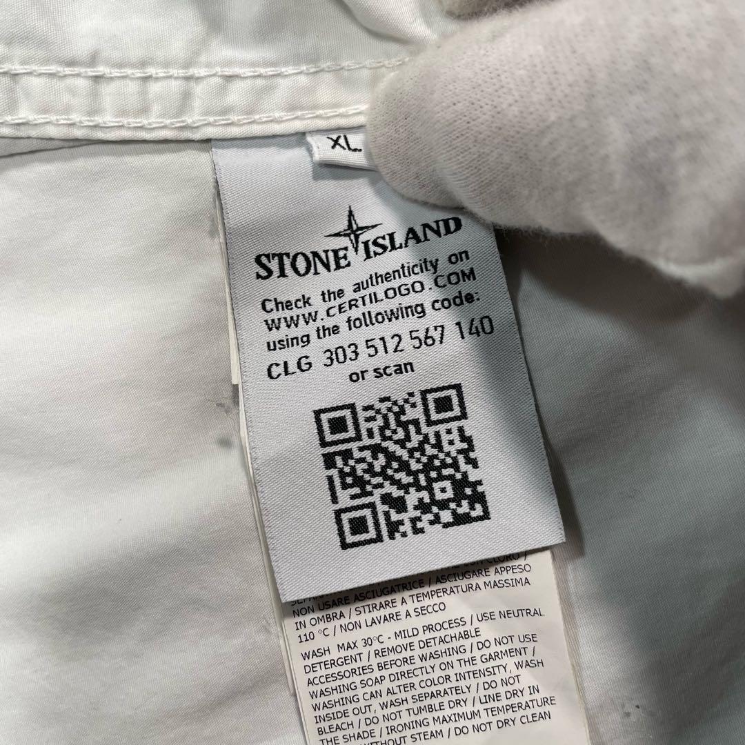 ストーンアイランド　ガーメントダイコットンワークシャツ　ホワイト　XL