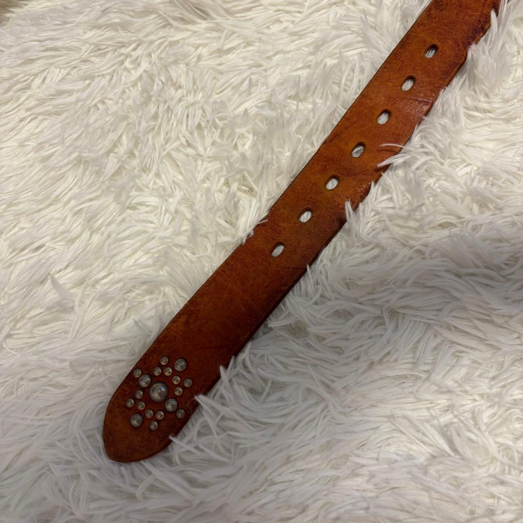 スタッズベルト ビンテージ　本革　レザー　ブラウン