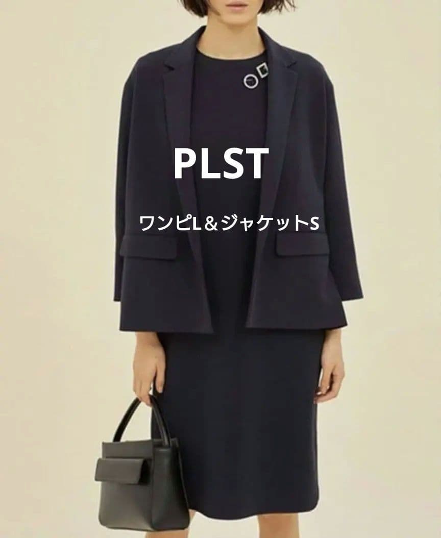 PLST プラステ 高橋志津奈コラボ ダークネイビー 七分ワンピL＆ジャケットS