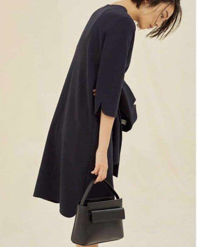 PLST プラステ 高橋志津奈コラボ ダークネイビー 七分ワンピL＆ジャケットS