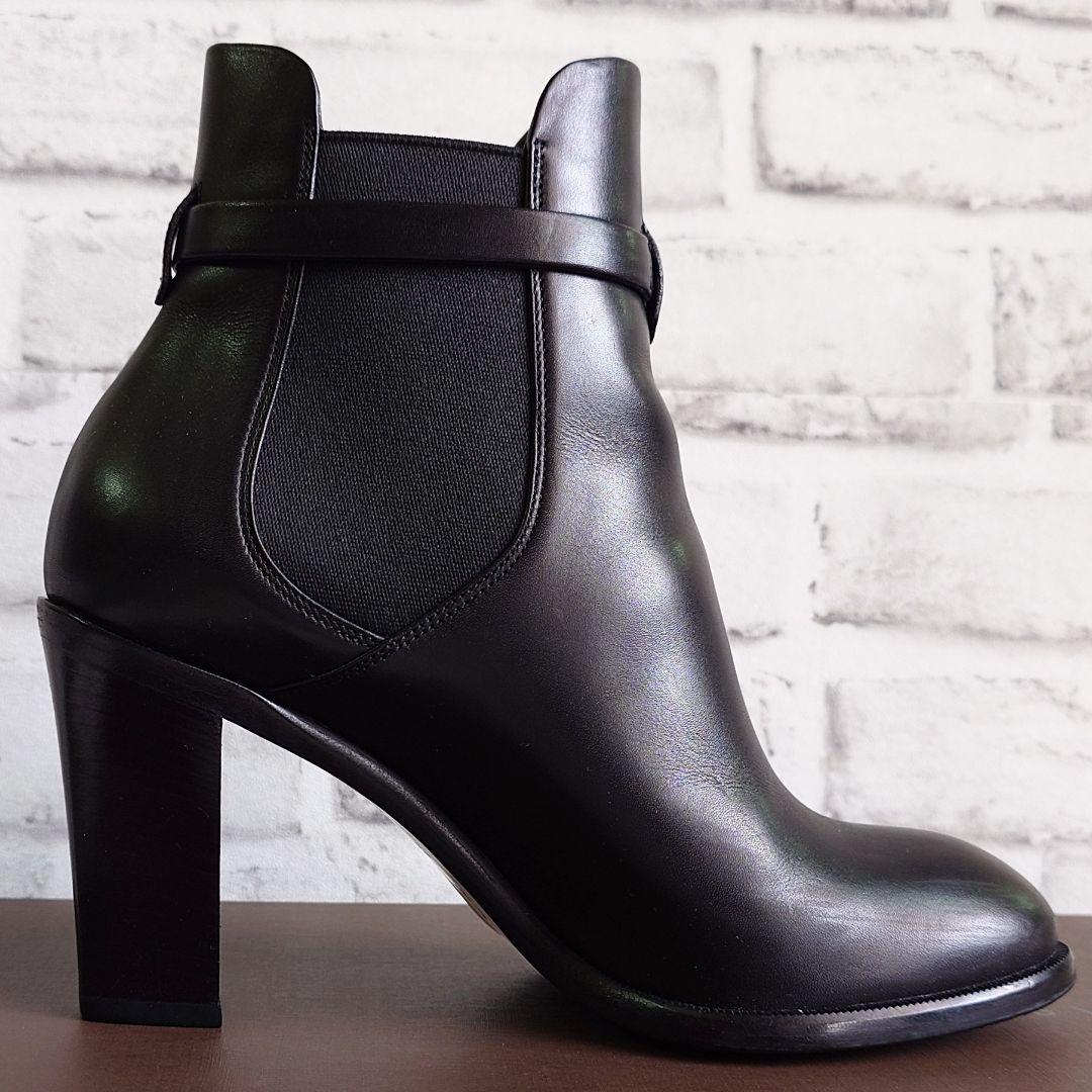 美品 LOUIS VUITTON ショートブーツ サイドゴア LVバックル 黒