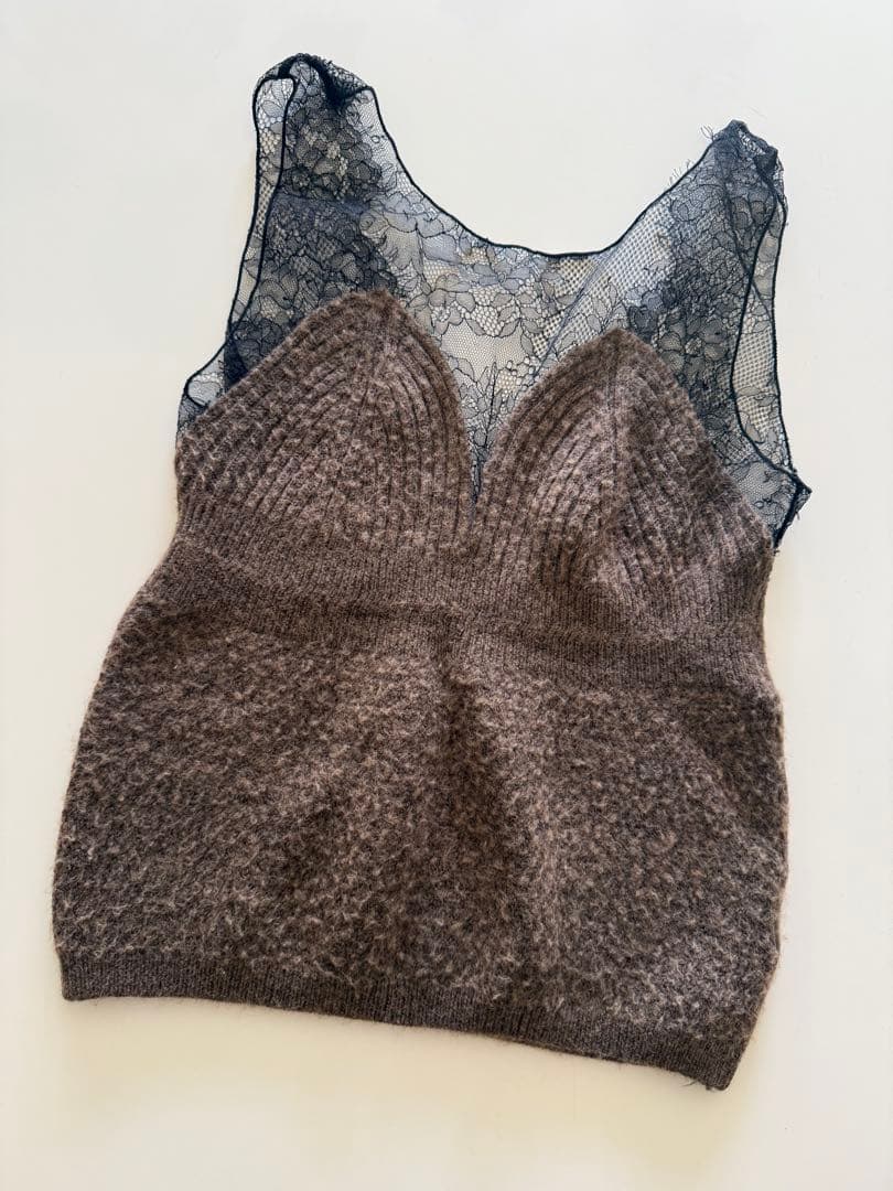 babaco レースニットベアトップ