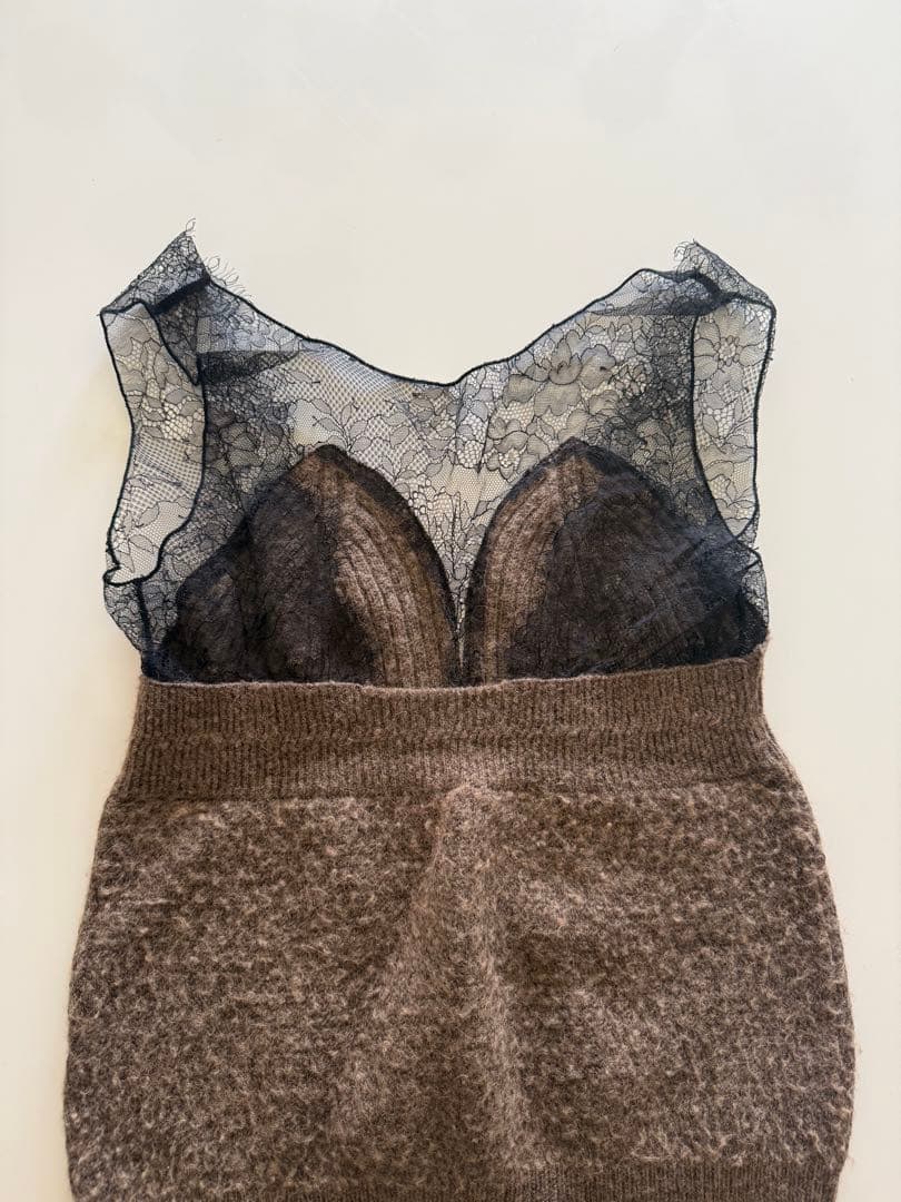 babaco レースニットベアトップ