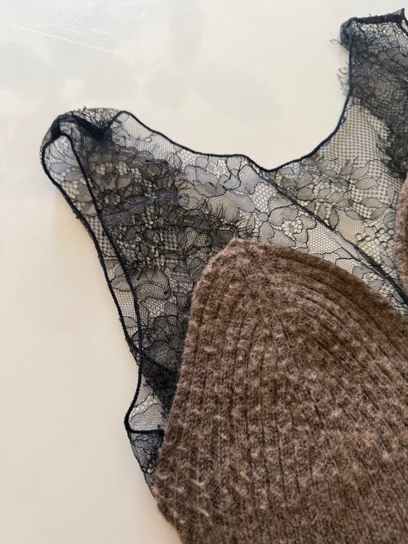 babaco レースニットベアトップ