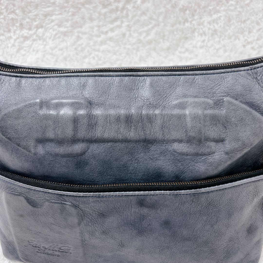 【美品】Jas M.B. London ショルダーバッグ　立体エンボス加工　真鍮