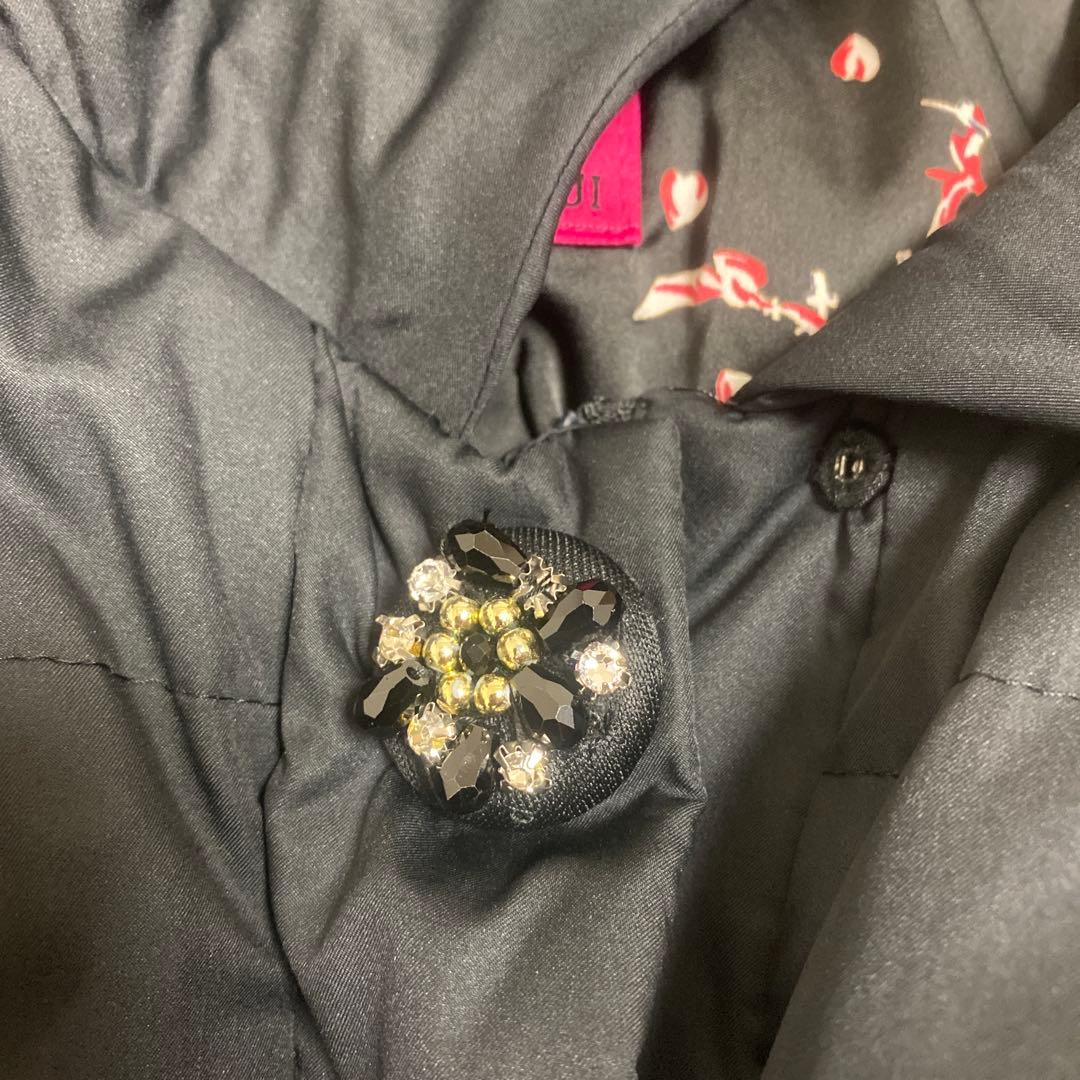 DOLLY GIRL BY ANNA SUI ロングダウンコート　薔薇　黒　M