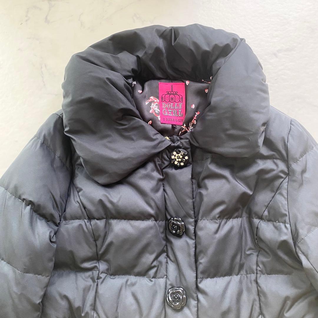 DOLLY GIRL BY ANNA SUI ロングダウンコート　薔薇　黒　M