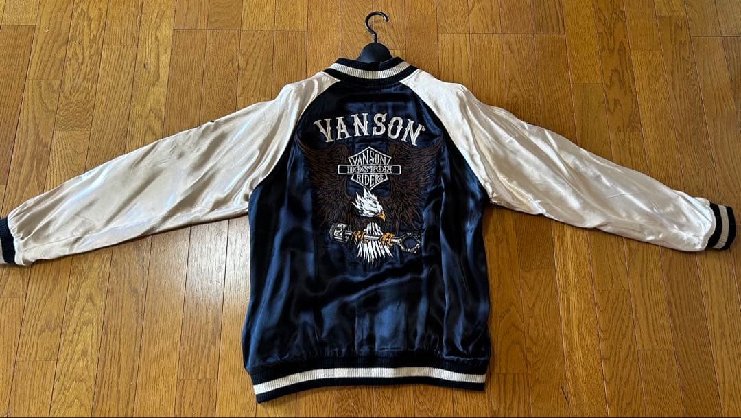 Vanson リバーシブル スカジャン 黒/青