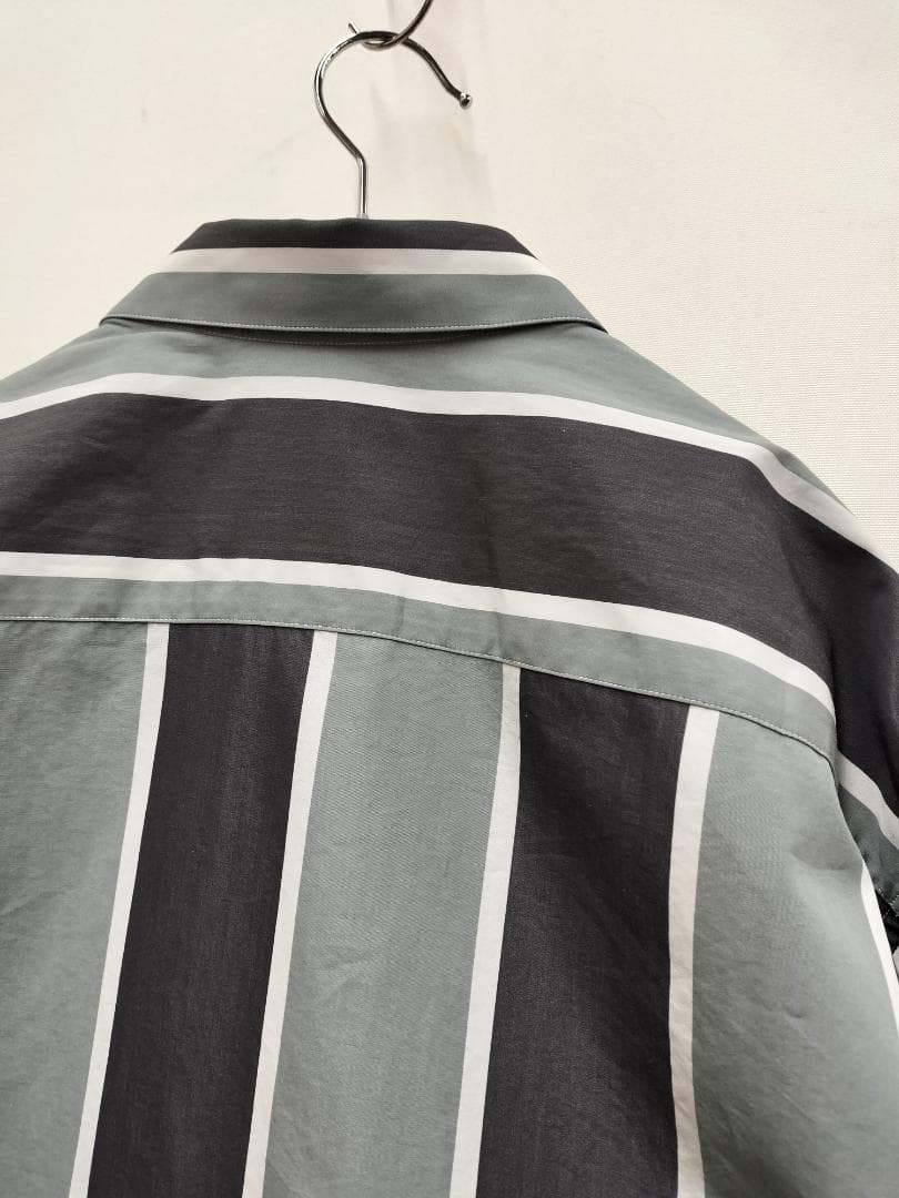 ジルサンダー/ストライプオーバーサイズドシャツ/光沢滑らか素材/ビッグシルエット