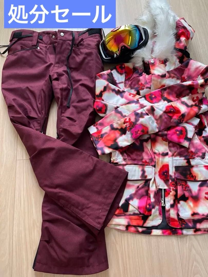 [新品未使用]レディーススキースノボーウェア上下 ゴーグルセット