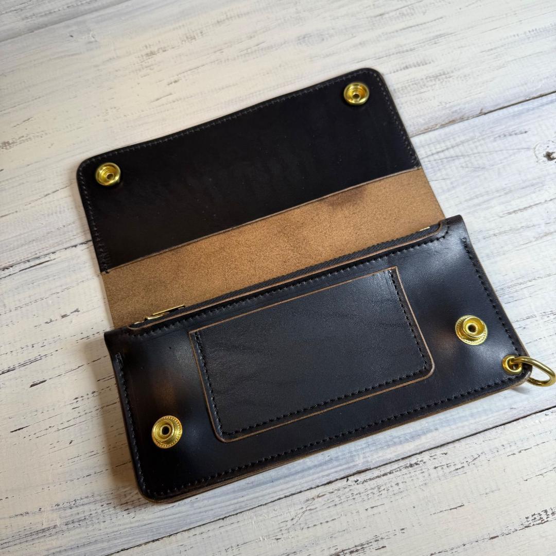 【トラッカーウォレット ロング 3層】ホースバット ゴールド universal