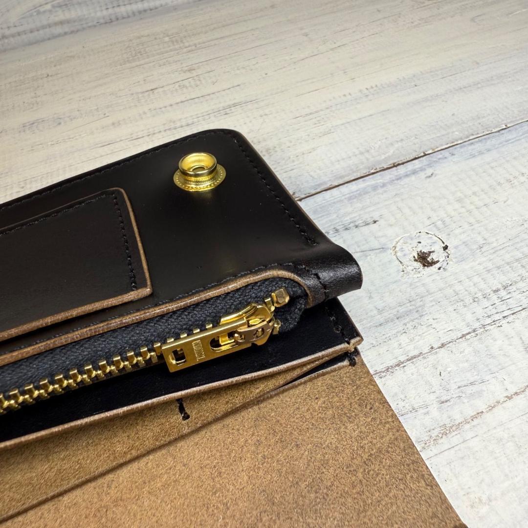 【トラッカーウォレット ロング 3層】ホースバット ゴールド universal