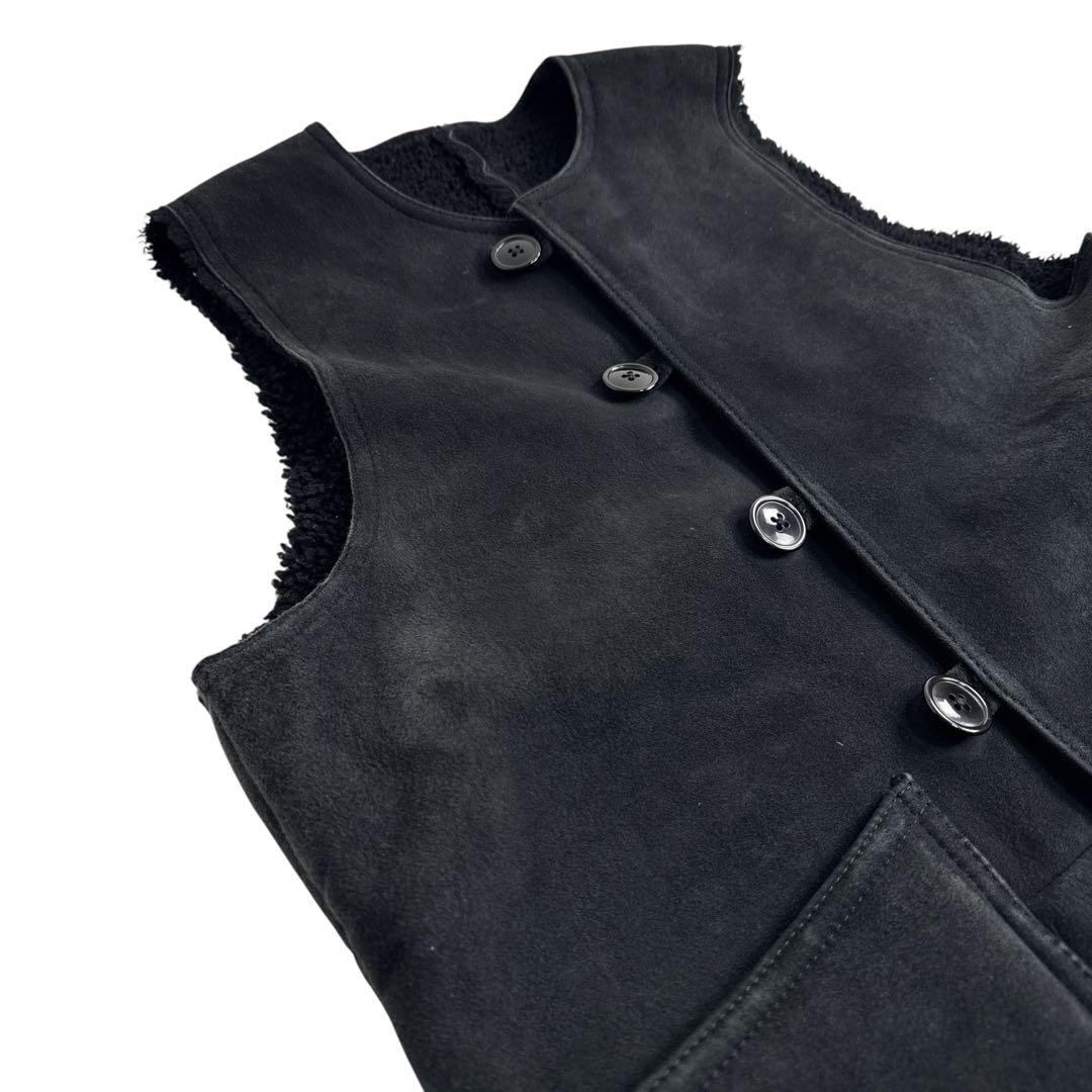 【本革】BEAMS PLUS リアルムートンベスト 黒M 羊革 ビームスプラス